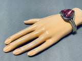 Fabulous Vintage Native American Navajo Signed Purple Spiny Heart Sterling Silver Bracelet-Nativo Arts