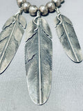 The Most Grand Vintage Native American Navajo Feather Sterling Silver Necklace-Nativo Arts