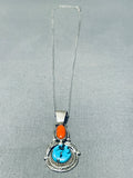 Unique Vintage Native American Navajo Sleeping Beauty Turquoise Sterling Silver Necklace-Nativo Arts