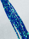 Intricate Native American Navajo Azurite Heishi Sterling Silver Vintage Necklace