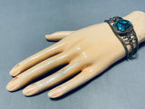 Gasp! Important Bisbee Turquoise Vintage Native American Navajo Sterling Silver Bracelet-Nativo Arts