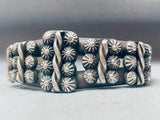 One Of The Best Button Vintage Native American Navajo Sterling Silver Bracelet Cuff-Nativo Arts