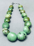 Chunky Dunky Vintage Native American Navajo Green Turquoise Sterling Silver Balls Necklace-Nativo Arts