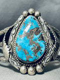 One Of Best Teardrop Morenci Turquoise Vintage Native American Navajo Sterling Silver Bracelet-Nativo Arts