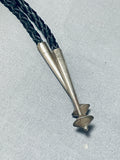 Brilliant Vintage Native American Navajo Onyx Sterling Silver Bolo Tie-Nativo Arts