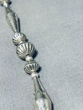 Carefully Hand Tooled Vintage Native American Navajo Sterling Silver Button Bead Necklace Old-Nativo Arts