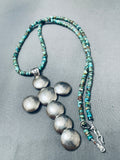 Huge Button Sterling Silver Vintage Native American Navajo Turquoise Cross Necklace-Nativo Arts