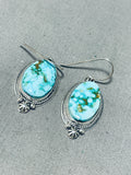 Classic Vintage Native American Navajo Carico Lake Turquoise Sterling Silver Earrings-Nativo Arts