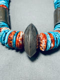 Outstanding Vintage Native American Navajo Turquoise Shell Sterling Silver Tube Necklace-Nativo Arts