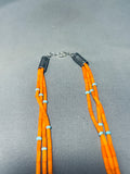 Rare Orange Coral!! Native American Navajo Sterling Silver Turquoise Necklace-Nativo Arts