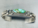 Signed Native American Navajo Carico Lake Turquoise Sterling Silver Bracelet-Nativo Arts
