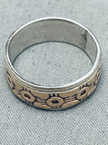 Very Unique Vintage Native American Navajo Zia Symbol Sterling Silver Gold Ring-Nativo Arts