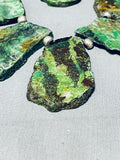 Dropdead Fab Slab Vintage Native American Navajo Green Turquoise Sterling Silver Necklace-Nativo Arts