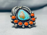 Incredible Vintage Native American Navajo Blue Gem Turquoise Sterling Silver Ring-Nativo Arts