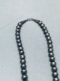One Of The Best Vintage Native American Navajo Turquoise Sterling Silver Inlay Bead Necklace-Nativo Arts