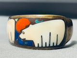 One Of The Most Unique Vintage Brownbear Inlay Bronze Bracelet Cuff-Nativo Arts
