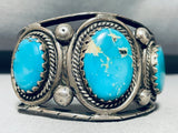 Mary Chavez Vintage Native American Navajo Cripple Creek Turquoise Sterling Silver Bracelet-Nativo Arts