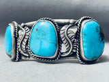 Heavy Morenci Turquoise Vintage Native American Navajo Sterling Silver Bracelet