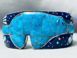 6.5 Inch Wrist Vintage Southwest Inlay Sterling Silver Turquoise Bear Bracelet-Nativo Arts