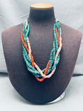 One Of The Most Unique Ever Vintage Santo Domingo Turquoise Necklace-Nativo Arts
