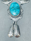 Chunky Vintage Native American Navajo Blue Diamond Turquoise Sterling Silver Necklace-Nativo Arts