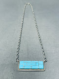 Gorgeous Native American Zuni Blue Gem Turquoise Sterling Silver Necklace-Nativo Arts