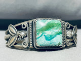 Important Vintage Native American Navajo Suqsred Green Turquoise Sterling Silver Bracelet-Nativo Arts