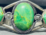 One Of The Most Beautiful Vintage Native American Navajo Gaspeite Sterling Silver Bracelet-Nativo Arts
