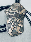 Museum Quality 1950's Native American Hopi Vintage Sterling Silver Bolo Tie