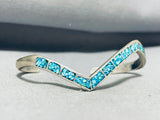 Authentic Vintage Native American Navajo Turquoise Chip Inlay Sterling Silver Bracelet-Nativo Arts