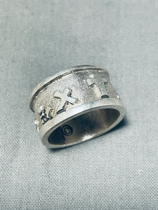 Sensational Vintage Native American Navajo Sterling Silver Stations Of The Cross Ring-Nativo Arts