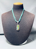 Signed Vintage Native American Navajo Royston Turquoise Sterling Silver Necklace-Nativo Arts