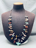 One Of Best Vintage Native American Zuni Turquoise Bird Animal Fetish Sterling Silver Necklace-Nativo Arts