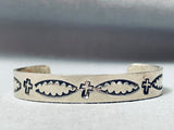 Belinda Woody Cross Vintage Native American Navajo Sterling Silver Concho Bracelet