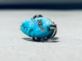 Enticing Vintage Native American Navajo Morenci Turquoise Sterling Silver Tie Tack-Nativo Arts
