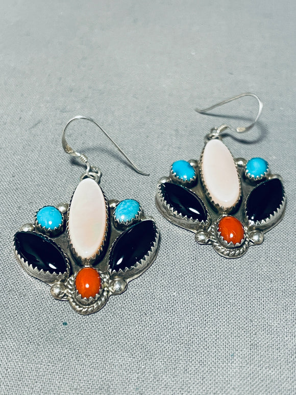 Lovely Vintage Native American Navajo Turquoise Sterling Silver Dangle Earrings-Nativo Arts