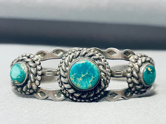 Very Old Vintage Native American Navajo Turquoise Sterling Silver Cerrillos Bracelet-Nativo Arts