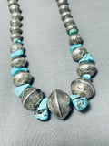 Distinctive Vintage Native American Navajo Kingman Turquoise Sterling Silver Necklace-Nativo Arts