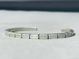 Brickwall Hand Etched Vintage Native American Navajo Sterling Silver Stacker Bracelet-Nativo Arts