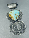 6 Inch Tall!! Native American Navajo Turquoise Sterling Silver Pendant-Nativo Arts