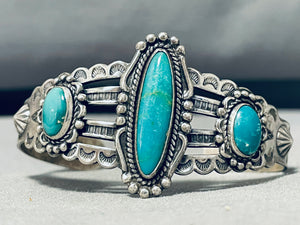 Incredible Vintage Native American Navajo Royston Turquoise Sterling Silver Fred Harvey Bracelet-Nativo Arts