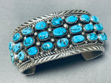 Native American Tremendous Vintage Signed Hopi 33 Morenci Turquoise Sterling Silver Bracelet-Nativo Arts