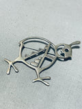 Native American Roadrunner Kachina!! Vintage Navajo Sterling Silver Pin-Nativo Arts