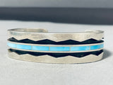 Stunning Vintage Native American Zuni Larry Loretto Blue Gem Turquoise Sterling Silver Bracelet-Nativo Arts