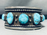 Magnificent Vintage Native American Navajo 5 Candelaria Turquoise Sterling Silver Huge Bracelet-Nativo Arts