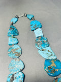200 Gram Vintage Native American Navajo Morenci Old Kingman Turquoise Sterling Silver Necklace-Nativo Arts