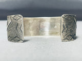 Crazy Hand Detail Vintage Native American Navajo Sterling Silver Bracelet-Nativo Arts