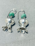 Fabulous Native American Navajo Royston Turquoise Sterling Silver Blossom Earrings-Nativo Arts