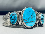 Native American Astonishing Vintage Santo Domingo Morenci Turquoise Sterling Silver Bracelet-Nativo Arts