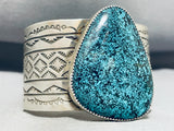 Noteworthy Native American Navajo Spiderweb Turquoise Sterling Silver Bracelet Signed-Nativo Arts